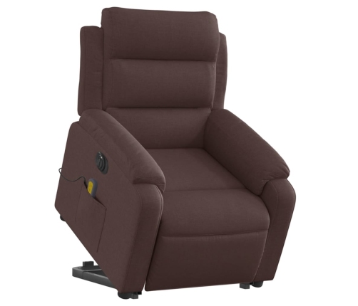 Sillón masaje eléctrico reclinable elevable tela marrón oscuro