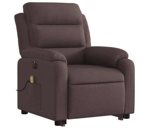 Sillón masaje eléctrico reclinable elevable tela marrón oscuro