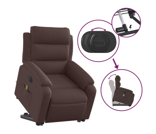 Sillón masaje eléctrico reclinable elevable tela marrón oscuro