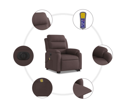 Sillón masaje eléctrico reclinable elevable tela marrón oscuro