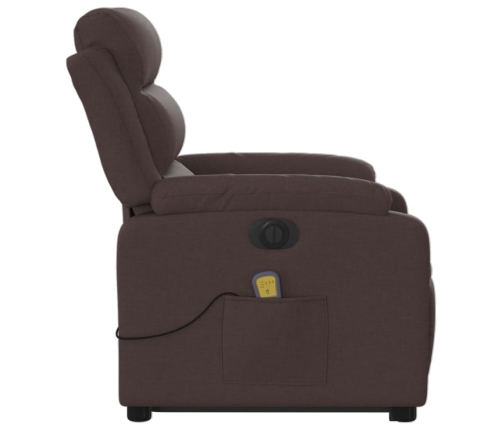 Sillón masaje eléctrico reclinable elevable tela marrón oscuro