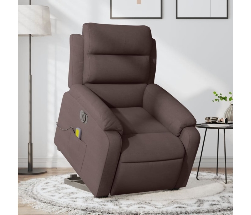 Sillón masaje eléctrico reclinable elevable tela marrón oscuro