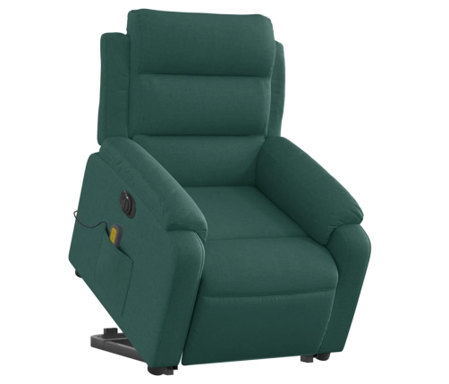 Sillón masaje eléctrico reclinable elevable tela verde oscuro