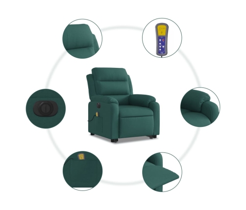 Sillón masaje eléctrico reclinable elevable tela verde oscuro