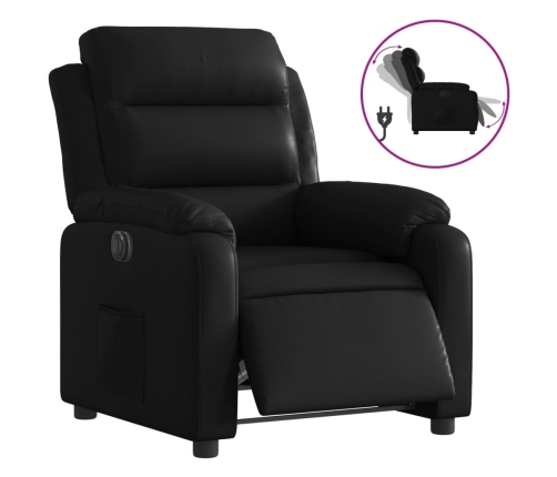 Sillón reclinable eléctrico de cuero sintético negro