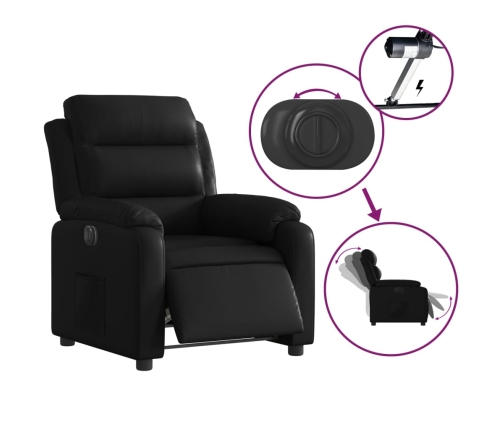 Sillón reclinable eléctrico de cuero sintético negro