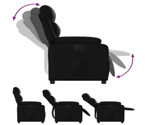 Sillón reclinable eléctrico de cuero sintético negro