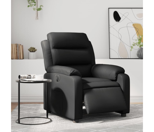 Sillón reclinable eléctrico de cuero sintético negro