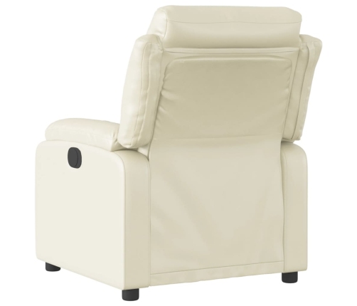 Sillón reclinable eléctrico de cuero sintético crema