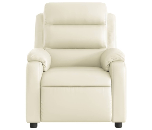 Sillón reclinable eléctrico de cuero sintético crema