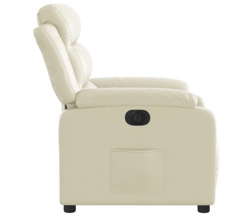 Sillón reclinable eléctrico de cuero sintético crema