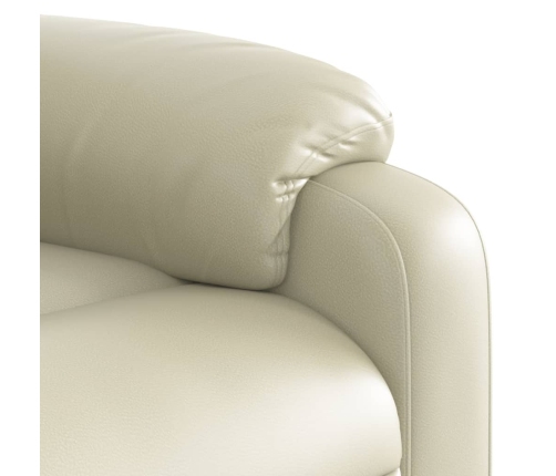 Sillón reclinable eléctrico de cuero sintético crema