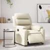 Sillón reclinable eléctrico de cuero sintético crema