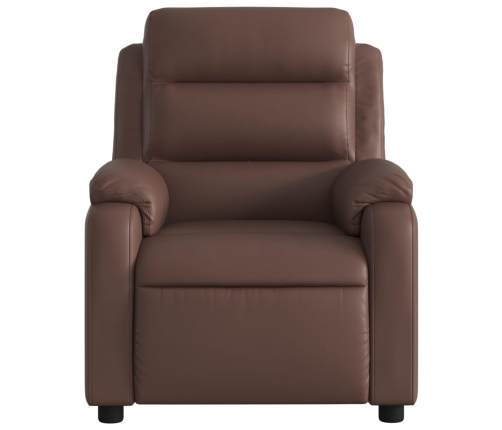 Sillón reclinable eléctrico de cuero sintético marrón