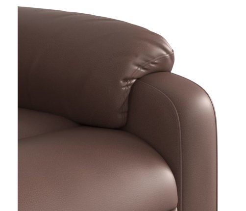 Sillón reclinable eléctrico de cuero sintético marrón