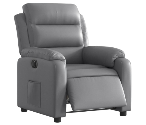 Sillón reclinable eléctrico de cuero sintético gris