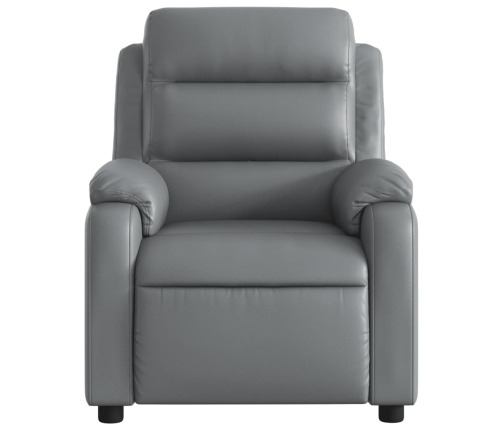 Sillón reclinable eléctrico de cuero sintético gris