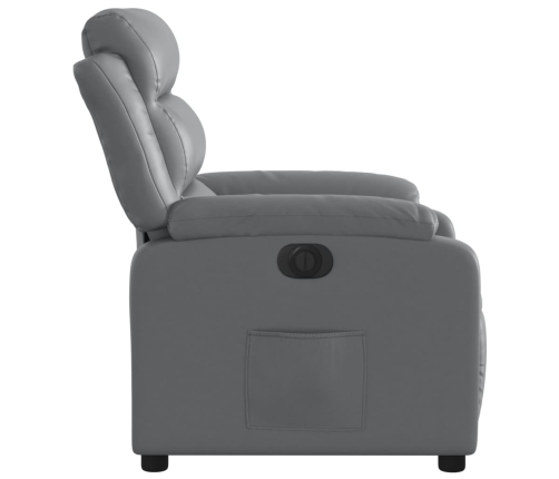 Sillón reclinable eléctrico de cuero sintético gris