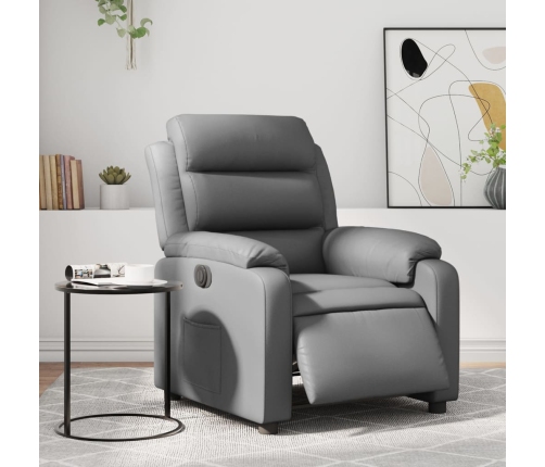 Sillón reclinable eléctrico de cuero sintético gris