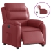 Sillón reclinable eléctrico de cuero sintético rojo tinto