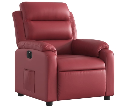 Sillón reclinable eléctrico de cuero sintético rojo tinto