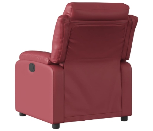 Sillón reclinable eléctrico de cuero sintético rojo tinto