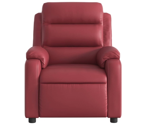 Sillón reclinable eléctrico de cuero sintético rojo tinto