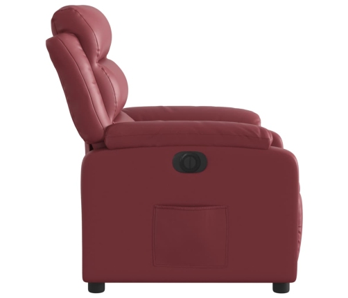 Sillón reclinable eléctrico de cuero sintético rojo tinto