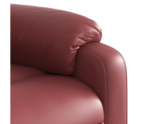 Sillón reclinable eléctrico de cuero sintético rojo tinto