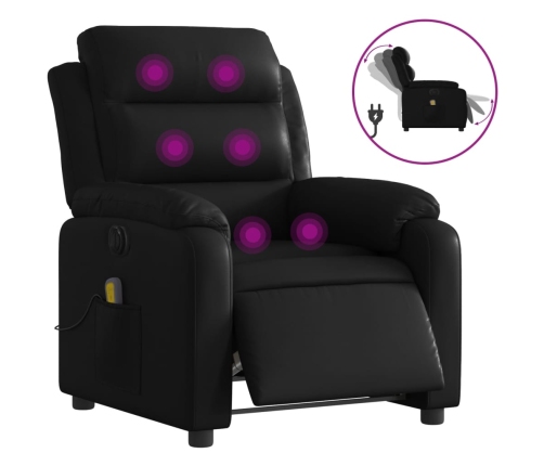 Sillón de masaje reclinable eléctrico cuero sintético negro