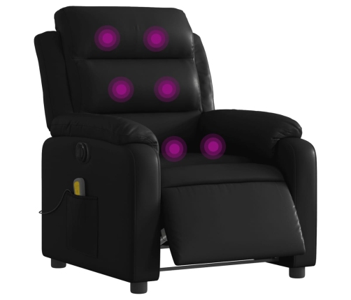 Sillón de masaje reclinable eléctrico cuero sintético negro