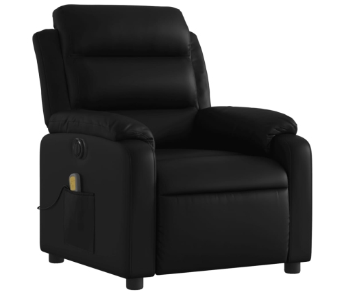 Sillón de masaje reclinable eléctrico cuero sintético negro