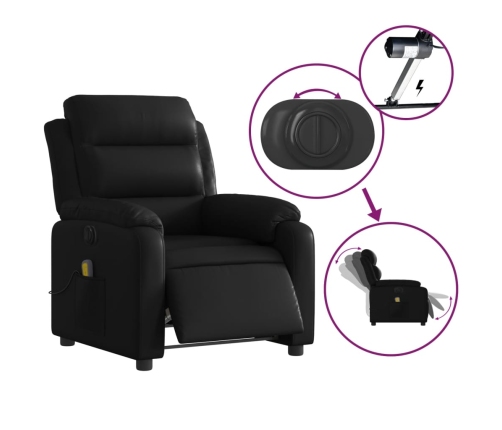 Sillón de masaje reclinable eléctrico cuero sintético negro