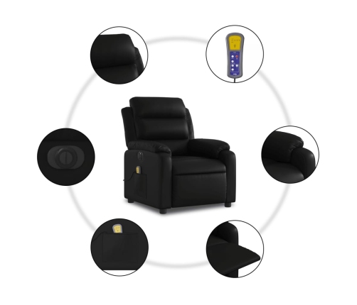 Sillón de masaje reclinable eléctrico cuero sintético negro