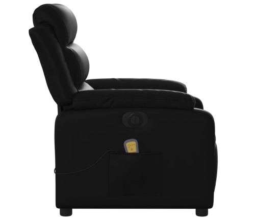 Sillón de masaje reclinable eléctrico cuero sintético negro