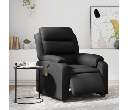 Sillón de masaje reclinable eléctrico cuero sintético negro