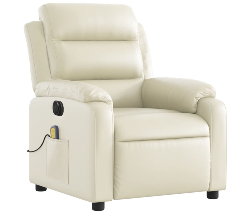 Sillón de masaje reclinable eléctrico cuero sintético crema