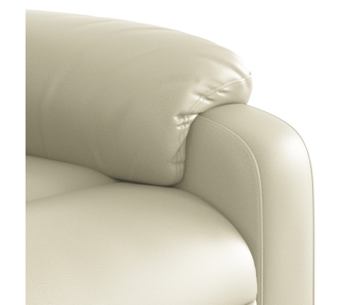 Sillón de masaje reclinable eléctrico cuero sintético crema