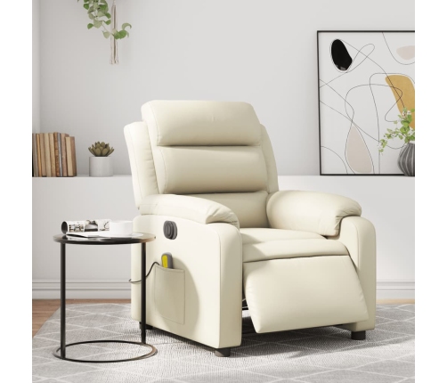 Sillón de masaje reclinable eléctrico cuero sintético crema