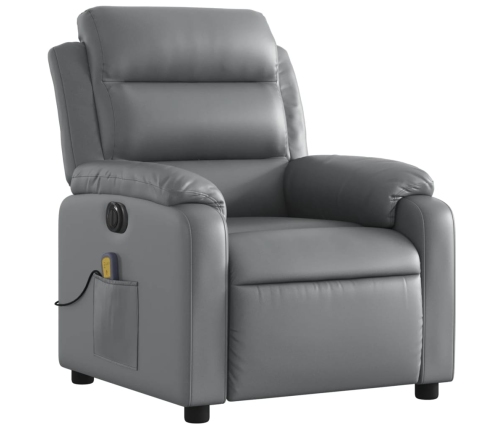 Sillón de masaje reclinable eléctrico cuero sintético gris