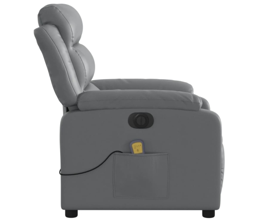 Sillón de masaje reclinable eléctrico cuero sintético gris