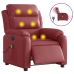 Sillón masaje reclinable eléctrico cuero sintético rojo tinto