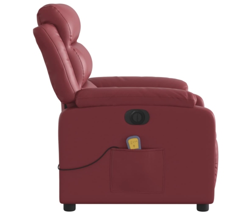 Sillón masaje reclinable eléctrico cuero sintético rojo tinto