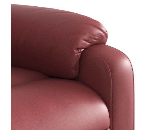 Sillón masaje reclinable eléctrico cuero sintético rojo tinto