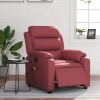 Sillón masaje reclinable eléctrico cuero sintético rojo tinto