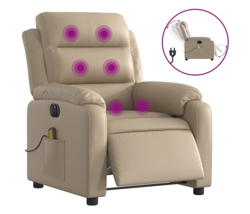 Sillón reclinable de masaje eléctrico cuero sintético capuchino