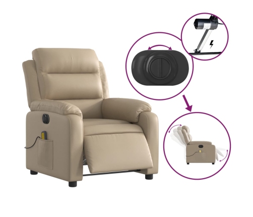 Sillón reclinable de masaje eléctrico cuero sintético capuchino