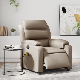 Sillón reclinable de masaje eléctrico cuero sintético capuchino