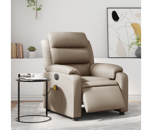 Sillón reclinable de masaje eléctrico cuero sintético capuchino