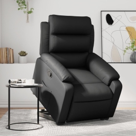 Sillón reclinable elevable cuero artificial negro